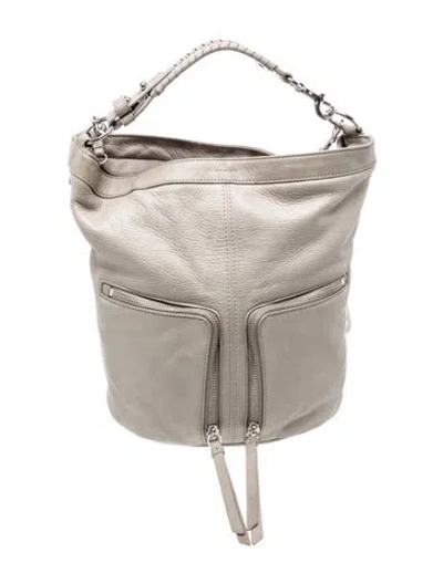 Pre-owned Allsaints Leather Bucket Bag In Gray