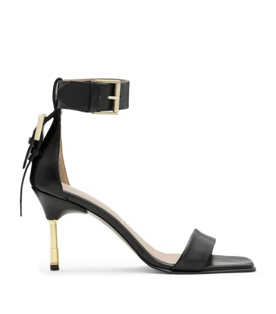Allsaints Leather Buckled Noir Sandals 80 In Black
