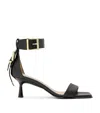 Allsaints Leather Buckled Noir Sandals In Black