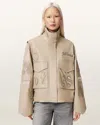 Allsaints Leather Clay Oversized Leather Patch Jacket In Brown