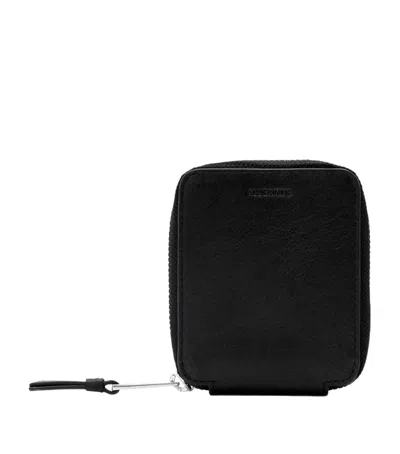 Allsaints Leather Clymer Zip-fastened Wallet In Black