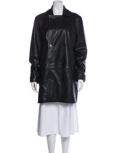 Pre-owned Allsaints Leather Coat In Black