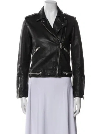 Pre-owned Allsaints Leather Coat In Black