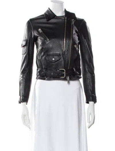 Pre-owned Allsaints Leather Coat In Black