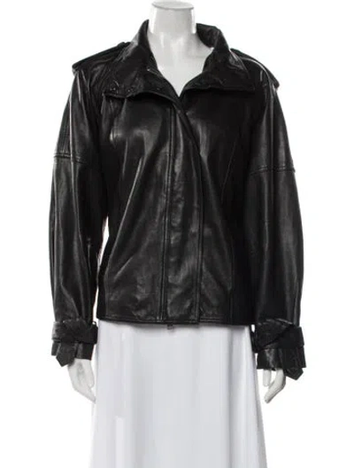 Pre-owned Allsaints Leather Coat In Black