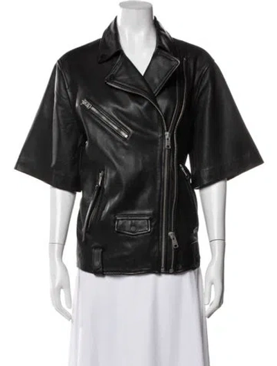 Pre-owned Allsaints Leather Coat In Black