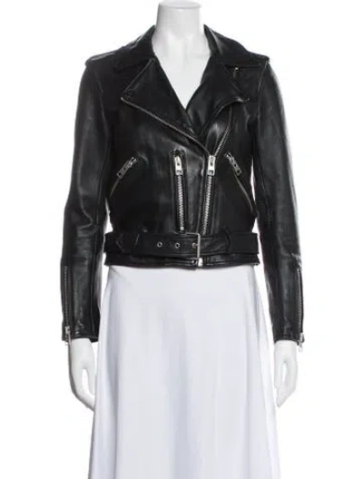 Pre-owned Allsaints Leather Coat In Black