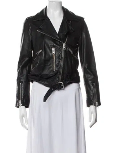 Pre-owned Allsaints Leather Coat In Black