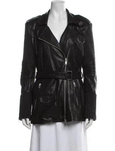 Pre-owned Allsaints Leather Coat In Black