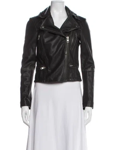 Pre-owned Allsaints Leather Coat In Black