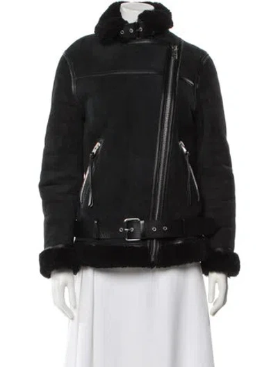 Pre-owned Allsaints Leather Coat In Blue