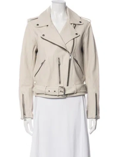 Pre-owned Allsaints Leather Coat In Neutrals