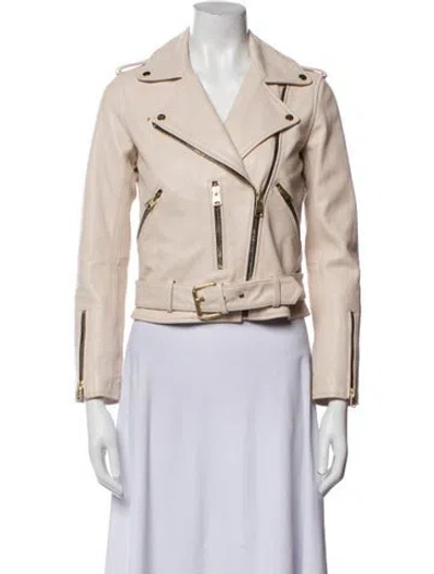 Pre-owned Allsaints Leather Coat In Pink