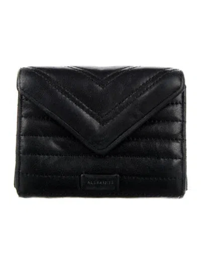 Pre-owned Allsaints Leather Coin Pouch In Black