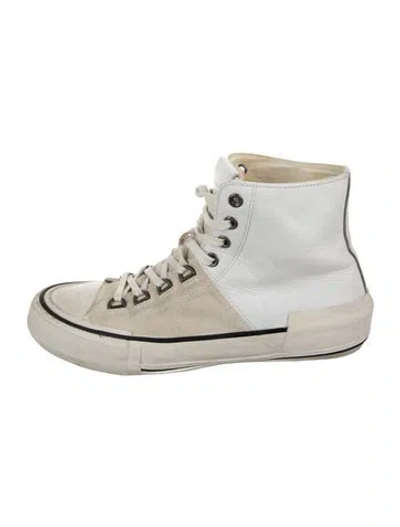 Pre-owned Allsaints Leather Colorblock Pattern Sneakers In White