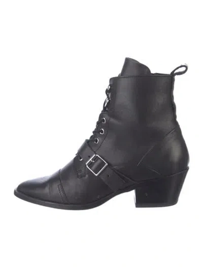 Pre-owned Allsaints Leather Combat Boots In Black