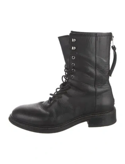 Pre-owned Allsaints Leather Combat Boots In Black