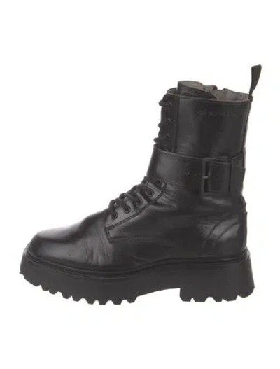 Pre-owned Allsaints Leather Combat Boots In Black