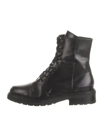 Pre-owned Allsaints Leather Combat Boots In Black