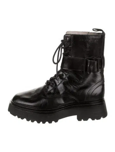 Pre-owned Allsaints Leather Combat Boots In Black