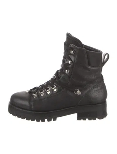 Pre-owned Allsaints Leather Combat Boots In Black