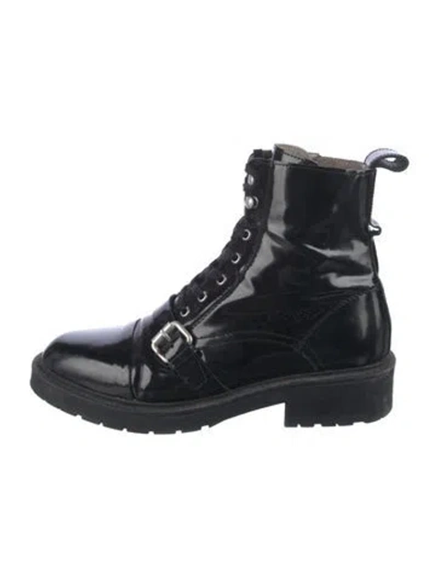 Pre-owned Allsaints Leather Combat Boots In Black