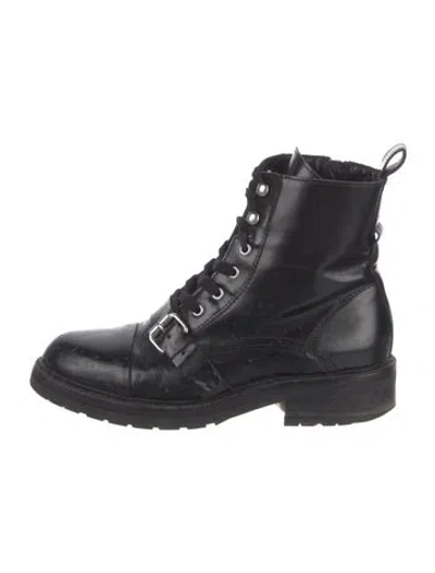 Pre-owned Allsaints Leather Combat Boots In Black
