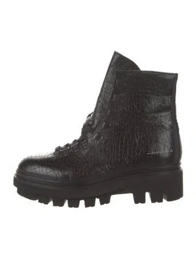 Pre-owned Allsaints Leather Combat Boots In Black