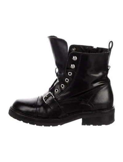 Pre-owned Allsaints Leather Combat Boots In Black