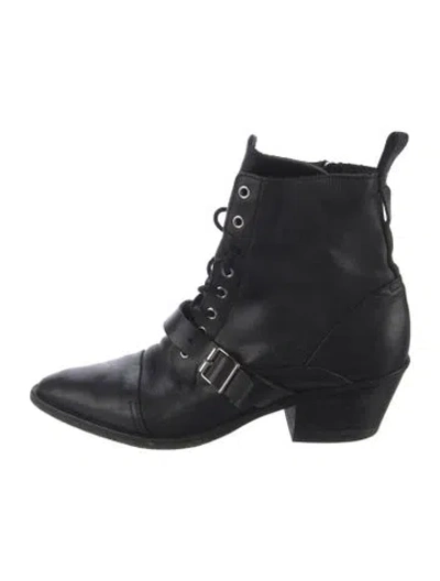 Pre-owned Allsaints Leather Combat Boots In Black