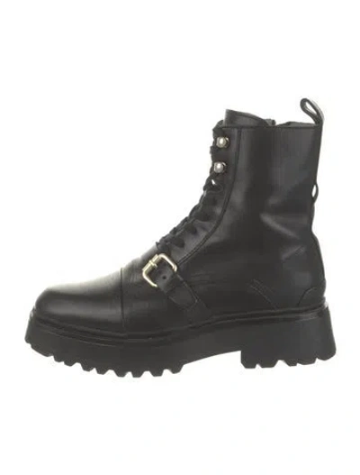 Pre-owned Allsaints Leather Combat Boots In Black