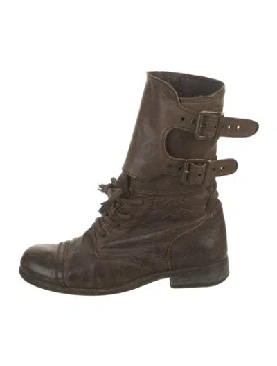 Pre-owned Allsaints Leather Combat Boots In Brown