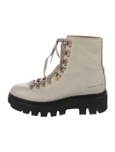 Pre-owned Allsaints Leather Combat Boots In White