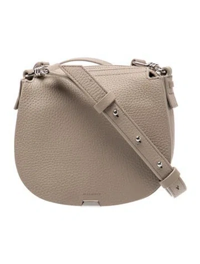 Pre-owned Allsaints Leather Crossbody Bag In Grey/neutrals
