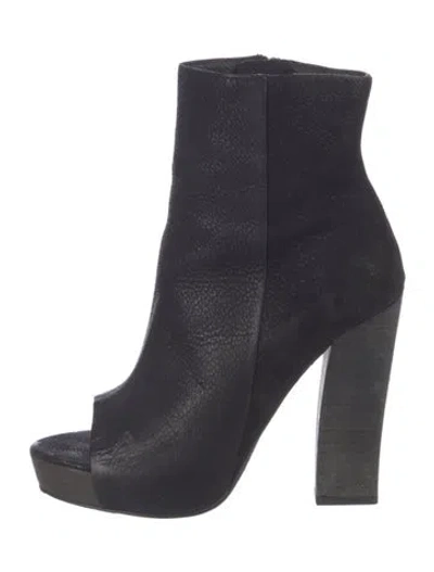 Pre-owned Allsaints Leather Cutout Accent Boots In Blue
