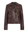 Allsaints Dalby Leather Moto Jacket In Red