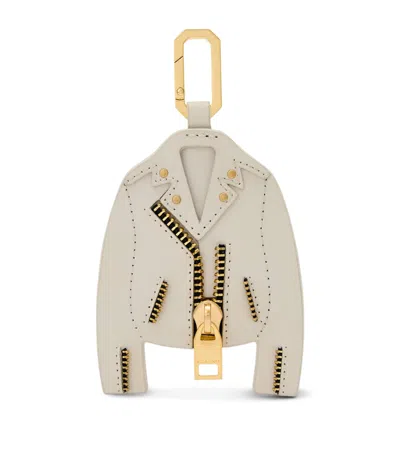 Allsaints Leather Dalby Jacket Keyring In White