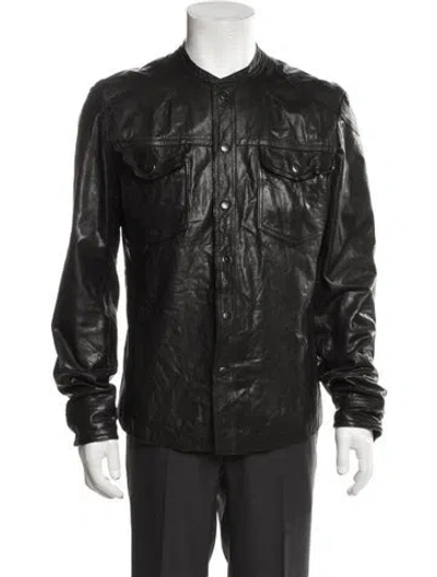 Pre-owned Allsaints Leather Denim Jacket In Black