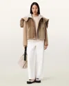 Allsaints Leather Dexter Shearling Bomber Jacket In Brown