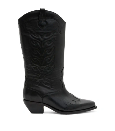 Allsaints Leather Dolly Cowboy Boots 60 In Black
