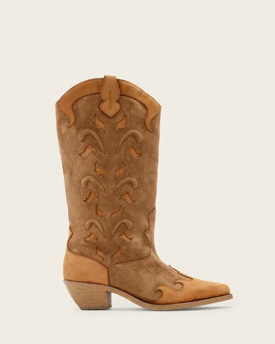 Allsaints Leather Dolly Western Boots In Brown