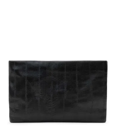 Allsaints Leather Eel-embossed Bettina Clutch Bag In Black