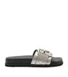 Allsaints Leather Ellie Stud Slides In Grey