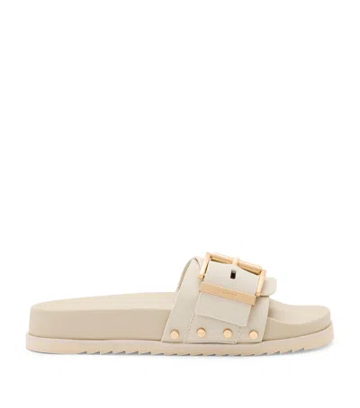 Allsaints Leather Ellie Stud Slides In White