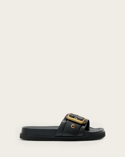 Allsaints Leather Ellie Western Sandals In Black