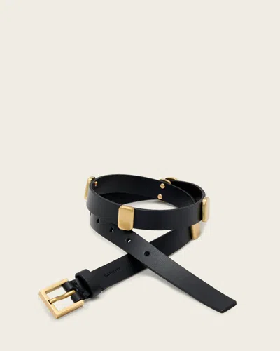 Allsaints Leather Esta Leather Belt In Black