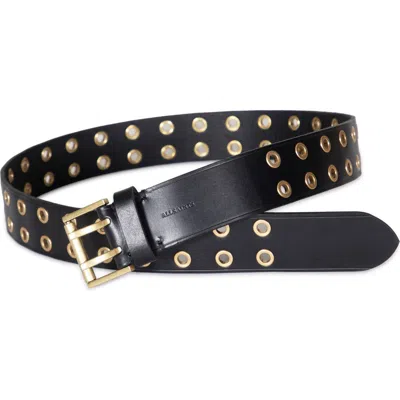Allsaints Leather Eyelet Belt In Black