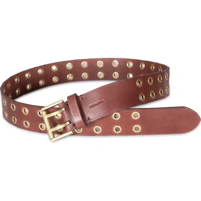 Allsaints Leather Eyelet Belt In Brown