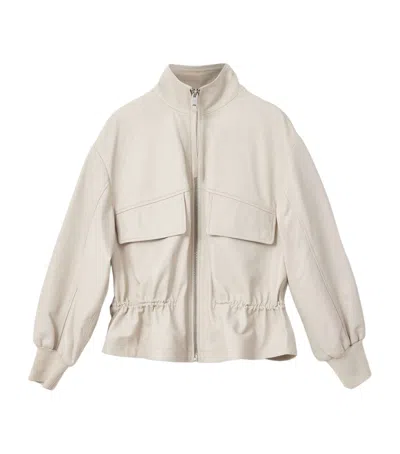 Allsaints Leather Flor Jacket In White