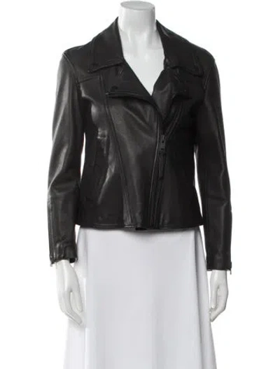 Pre-owned Allsaints Leather Fur Jacket In Black